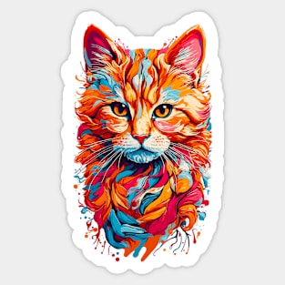 Leaf Cat Colorful Sticker